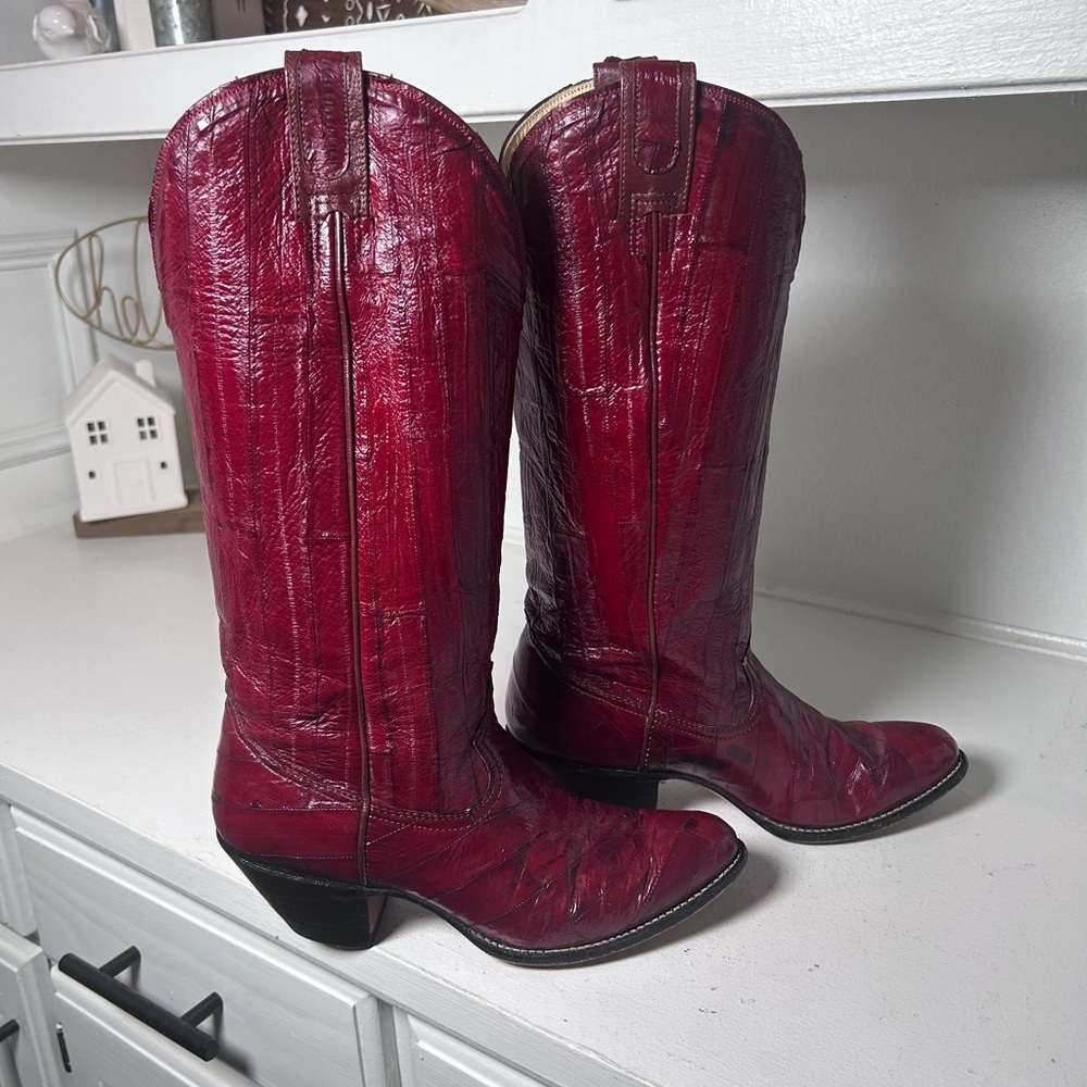 **SOLD**Vintage Montana Eel Skin Cowboy Boots Women’s 5 Exotic Leather Western - Picture 2 of 10